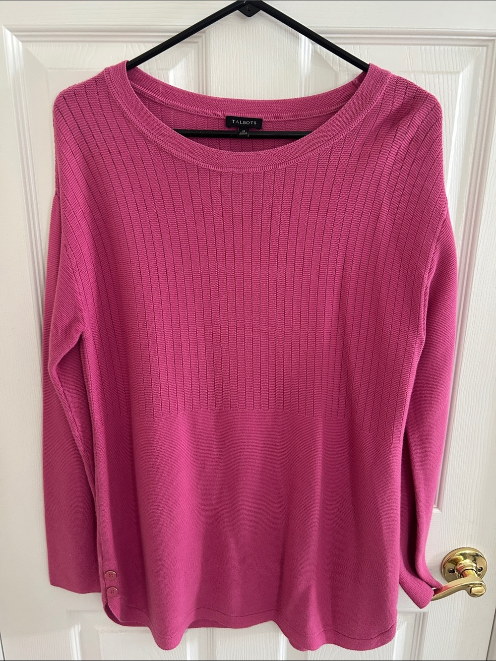 Talbots Raspberry Pink Ribbed Topper Sweater